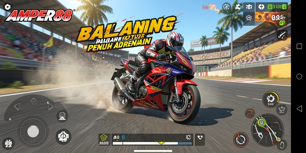 Gameplay balapan motor yang mendebarkan dan penuh aksi.