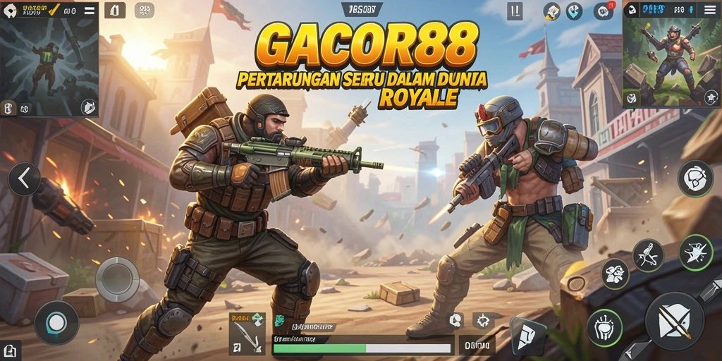 Tampilan seru gameplay GACOR88 di arena Battle Royale.