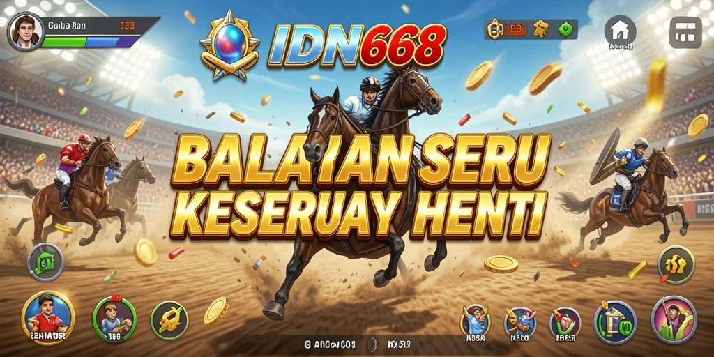 Screenshot IDN668 menunjukkan balapan mendebarkan dengan mobil yang melaju kencang.