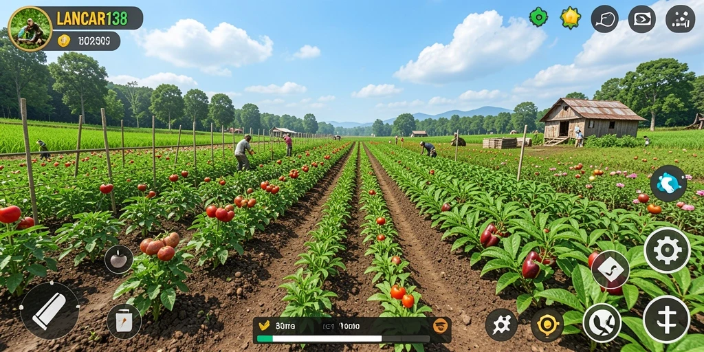 Screenshot gameplay LANCAR138 menampilkan aktivitas berkebun yang seru.