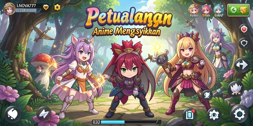 Tampilan gameplay LNOVA777 menampilkan aksi seru karakter Anime.