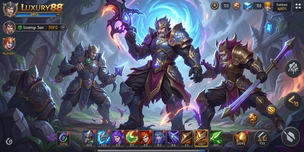 Tangkapan layar gameplay LUXURY88 yang menampilkan aksi pertarungan mendebarkan.
