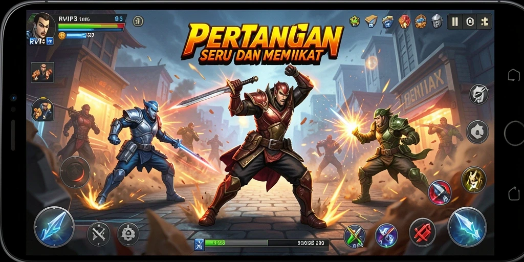 Tangkapan layar game RVIP3 menampilkan aksi pertarungan yang seru.