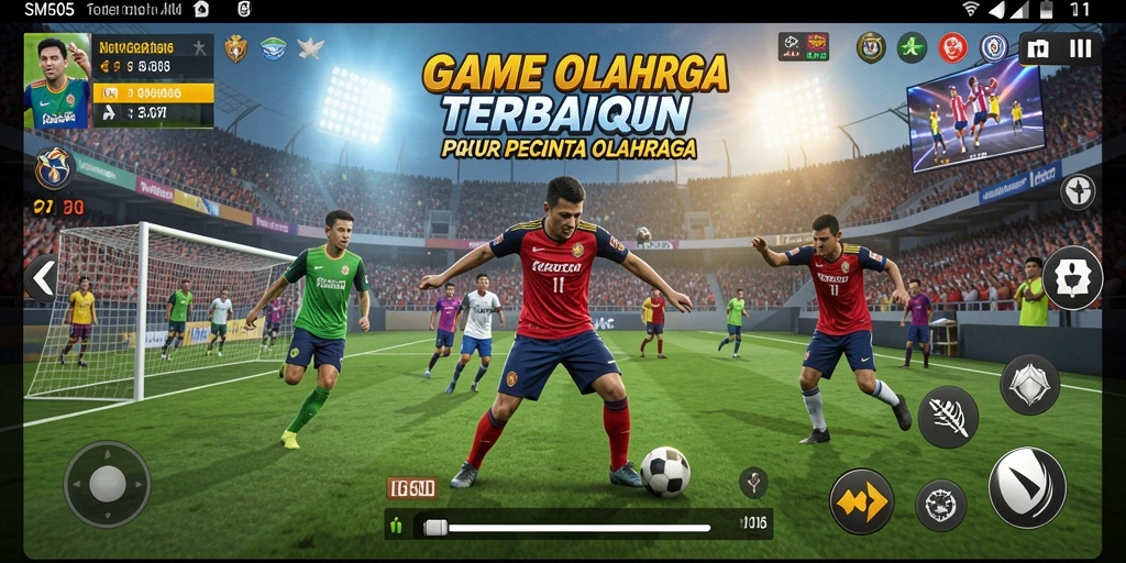 Screenshot SM605 menampilkan aksi seru dalam pertandingan olahraga.