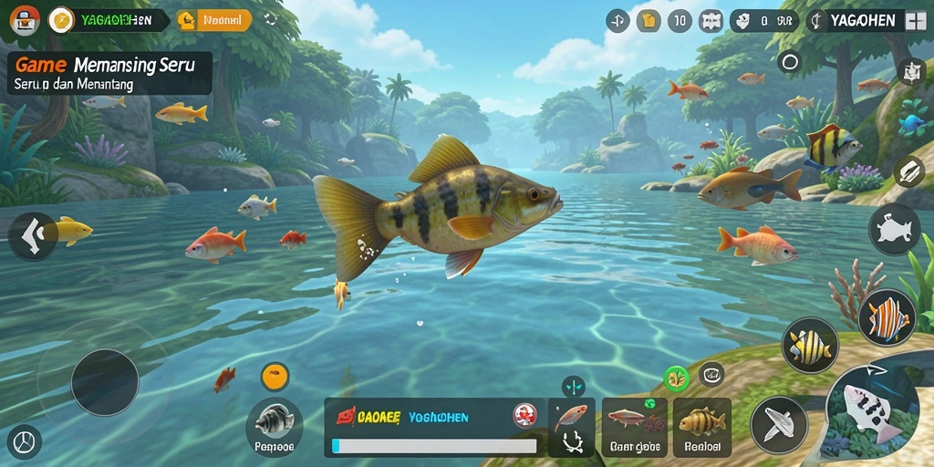 Tampilan menarik dari gameplay memancing di YAGAOHEN.